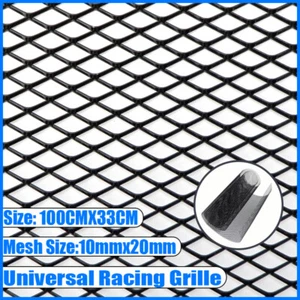 100x33cm Black Diamond Aluminium Car Bumper Grille Mesh Net Vent Hole 10x20mm @ - Bild 1 von 9