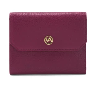 Neu im Karton Valentina Leder gefaltet Medium Geldbörse genarbtes Finish Geschenkbox pink 5x4 Italien - Bild 1 von 8