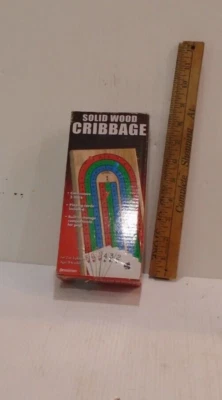 Wooden 3-Track Color Coded Folding Cribbage Board Game w/Cribbage Board Pegs - Image 1 of 2
