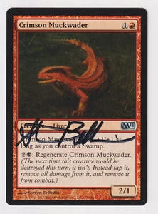 Signed Crimson Muckwader HP Magic 2013 M13 Artist Steven Belledin MTG Lizard! - Picture 1 of 2