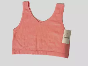 Delta Galil (Maidenform) Size XL Ribbed Crop Tank Top Brami Bralette Pink NEW - Picture 1 of 5