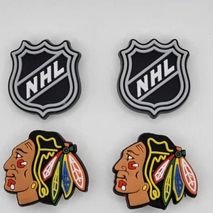 Dijes de zapatos de cocodrilo del equipo de hockey de Chicago Blackhawks de la NHL - 4 piezas - Imagen 1 de 1