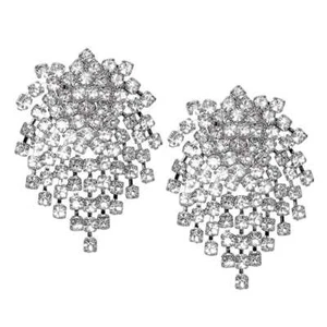 KENNETH JAY LANE, SILVER CLUSTER CLIP EARRINGS-CLIP - Picture 1 of 4