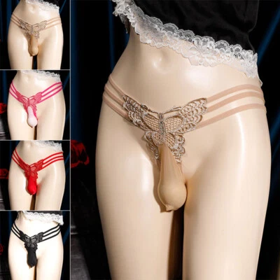 Men Lace G-string Sissy Pouch Panties Thong Bikini Gay Briefs Underwear Lingerie - image 1 of 4