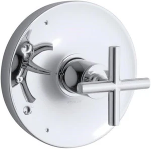 KOHLER TS14423-3-CP Purist(R) Rite-Temp(R) Valve Trim with Cross Handle, chrome - Picture 1 of 2