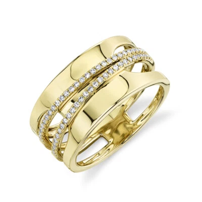 14K Yellow Gold Diamond Unique Cocktail Ring Natural Round Cut Right Hand 0.17CT - Image 1 of 4