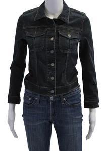KUT from the Kloth Womens Button Front Sequin Butterfly Back Jean Jacket Blue XS - Picture 1 of 5