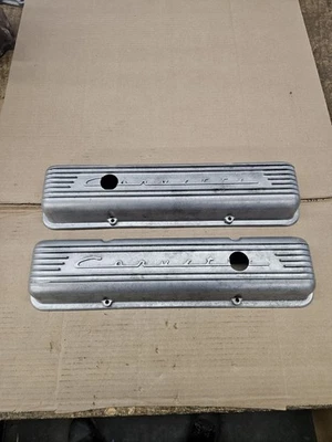 1959-1967 CORVETTE OEM 7 FIN VALVE COVERS # 3767493 LESTER - HAVE BREATHER HOLES - Image 1 of 4