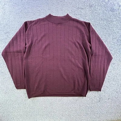 Trader Bay Merino Wool Blend Sweater Mens L Ribbed Knit Pullover Burgundy Japan - Image 1 of 4