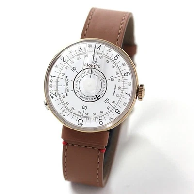 Reloj Klokers 08 años sesenta esfera blanca caja oro rosa correa cuero marrón KLOK-08-D1 Foto 1 de 4