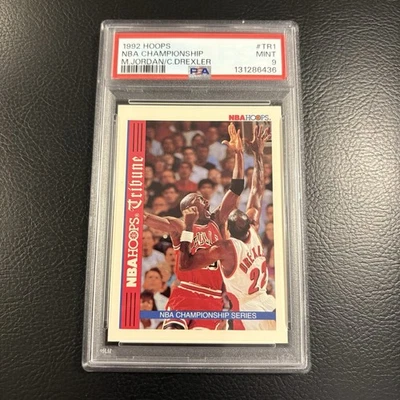 1992-93 NBA Hoops Michael Jordan vs Clyde Drexler PSA 9 Mint # TR1 Championship - Image 1 of 2