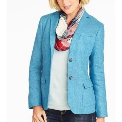 Chaqueta Blazer Talbots Shetland Espiga Mezcla Lana Azul 2 Botones Azul Cielo 12 Foto 1 de 4