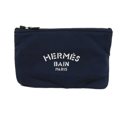 Bolso sin asas HERMES Truth Flat Pouch Neoban PM Nylon blanco logotipo azul marino... Foto 1 de 4