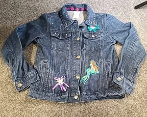 Disney Store Ariel Denim Girl's Jacket Sequin Shell  Little Mermaid Coat Sz 7/8 - Picture 1 of 7