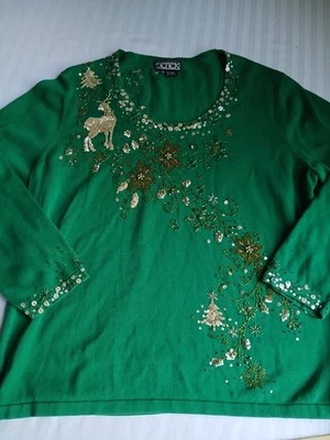 Suéter Berek 1x Mujer Navidad Cuentas Reno Tejido Vacaciones Navidad Abuela Foto 1 de 4