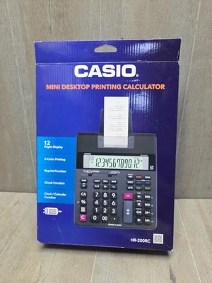Casio Printing Calculator 12-Digit 7-3/4"Wx10-3/4"Lx2-3/10"H BK HR200RC - Image 1 of 2