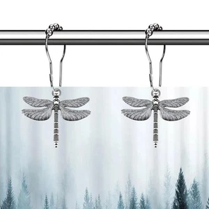 5Pcs Rust Proof Rolling Shower Curtain Rings Bathroom Shower Hangers Bedroom - Picture 1 of 7
