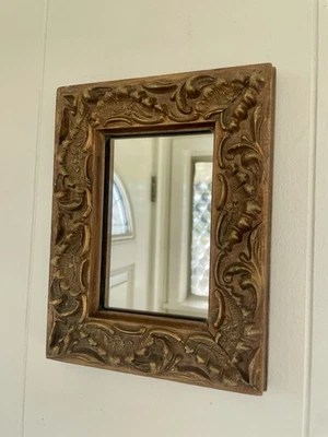 Espejo de madera dorada vintage rococó francés estilo Hollywood Regency Foto 1 de 4