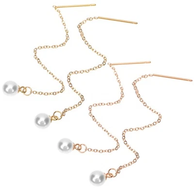  2 Pairs Tropfen Ohrringe Perlen Dangle -Ohrringe Ohrhänger Für Damen - Bild 1 von 4