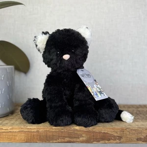 Jellycat Fuddlewuddle Black Cat - Medium Sitting Textured Black Cat Rare 8" - Picture 1 of 17