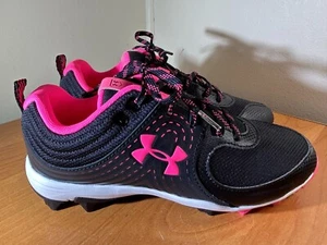 NEW Under Armour Women's Size 7 Softball Cleats Pink Black - No Box - Fast Ship - Picture 1 of 9