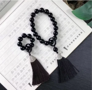 Obsidian Bracelet Bodhi Zi Wraps Fingers, Soft Hands Twists prayer beads - Picture 1 of 10