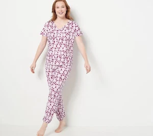 AnyBody Brushed Jersey Printed Sleepset Pastel Purple Size Petite Small *NEW* - Picture 1 of 3