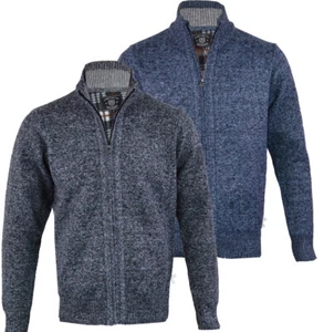 Mens Fleece Lined Cardigan Jacket Zip Up Warm Winter Premium S-XXL - Picture 1 of 7