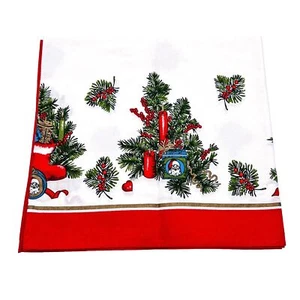 Vintage Tablecloth with Motif Christmas Trees 100% Cotton 140 x 140 cm - Picture 1 of 23
