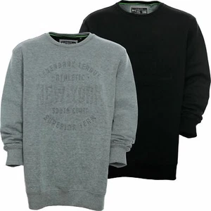 Kitaro Sweatshirt Sweat Shirt Herren Langarm Rundhals Schwarz Grau Plusgröße - Picture 1 of 4