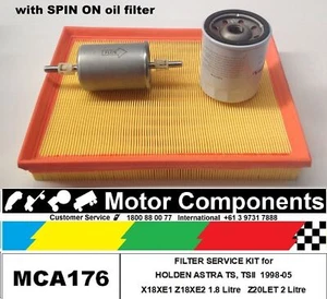 HOLDEN ASTRA TS TSII FILTER SERVICE KIT 1998-07 Air Fuel with SPIN ON oil filter - Picture 1 of 3