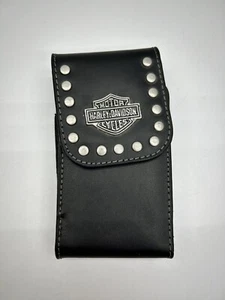Harley-Davidson Leather Studded Black Belt Cell Flip Phone Holder - Picture 1 of 6