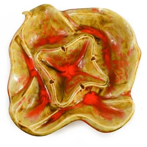 GRANDMA HIPPIE Large Psychedelic Ashtray (Green Orange Mid Century Gazed) - Picture 1 of 12