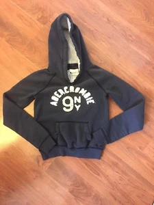 Abercrombie Kid's Boy's Logo Long Sleeve Hoodie Dark Gray Size M - Picture 1 of 6