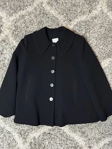 Armani Collezioni Women’s Rounded Collar Wool Jacket Coat Size 12 Black - Picture 1 of 13