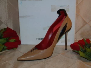 PIERRE HARDY TAN POINTED TOE SPORTS PUMP SZ 41 / 11  SEXY METAL HEEL - Picture 1 of 7