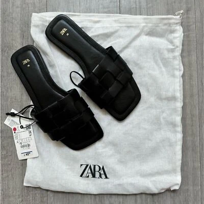 Sandálias de couro liso Zara novo com etiquetas tamanho EUA6 EUR 36 - Imagem 1 de 4