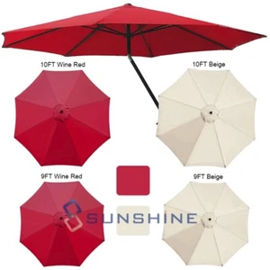9FT 10FT Umbrella Canopy Top Cover Replacement ONLY 8 Ribs Market Outdoor Yard - Picture 1 of 64
