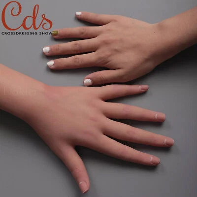 Luvas femininas realistas de silicone pele de mão para travesti drag queen delicada - Imagem 1 de 4