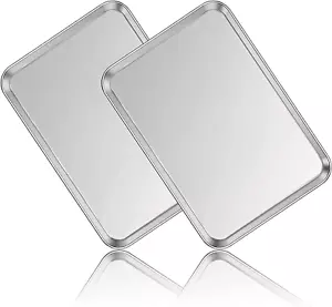 Stainless Steel Baking Sheet Set of 2, Deedro Cookie Sheet Metal Baking Pan Oven - Picture 1 of 9