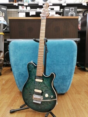 MUSIC MAN AXIS Yucatan Blue Made in Japan Quilted Maple Top Electric Guitar - Image 1 of 4