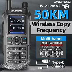 Radioaficionado BaoFeng UV-21 Pro V2 Walkie Talkies Multibanda Largo Alcance NOAA Tipo-c - Imagen 1 de 12