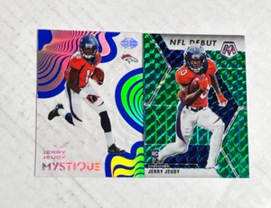 JERRY JEUDY LOT OF 2 2020 Mosaic GREEN PRIZM SP RC + Mystique BLUE HOLO SP RC! - Picture 1 of 3
