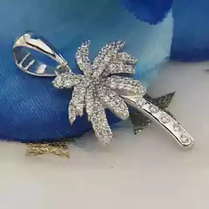 2Ct Round Cut Natural Moissanite Palm Tree Shaped Pendant 925 Sterling Silver - Picture 1 of 8