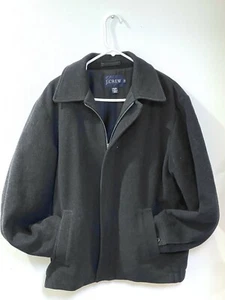Vintage J. Crew Black Wool Cashmere Blend FZip Collared Jacket Coat Men’s Medium - Picture 1 of 10