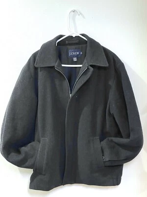 Vintage J. Crew Black Wool Cashmere Blend FZip Collared Jacket Coat Men’s Medium - Image 1 of 4