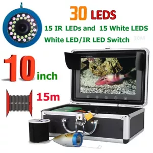 10" HD 15M Fish Finder Underwater Fishing Camera 15pcs White LED+15pcs IR LED - Picture 1 of 9