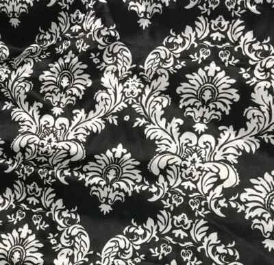 3 ярда — черно-белая дамасская атласная ткань с подвесками из искусственного шелка - Изображение 1 из 2