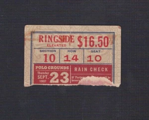 RARO 1937 JUDÍO Campeón del Mundo Barney Ross Lou Ambers Jeffra boleto de boxeo - Imagen 1 de 1