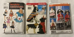 Lot Of 3 Costume Sewing Patterns 1 Adults+ 1 Children +1 dog ~cut Simplicity vtg - Picture 1 of 2